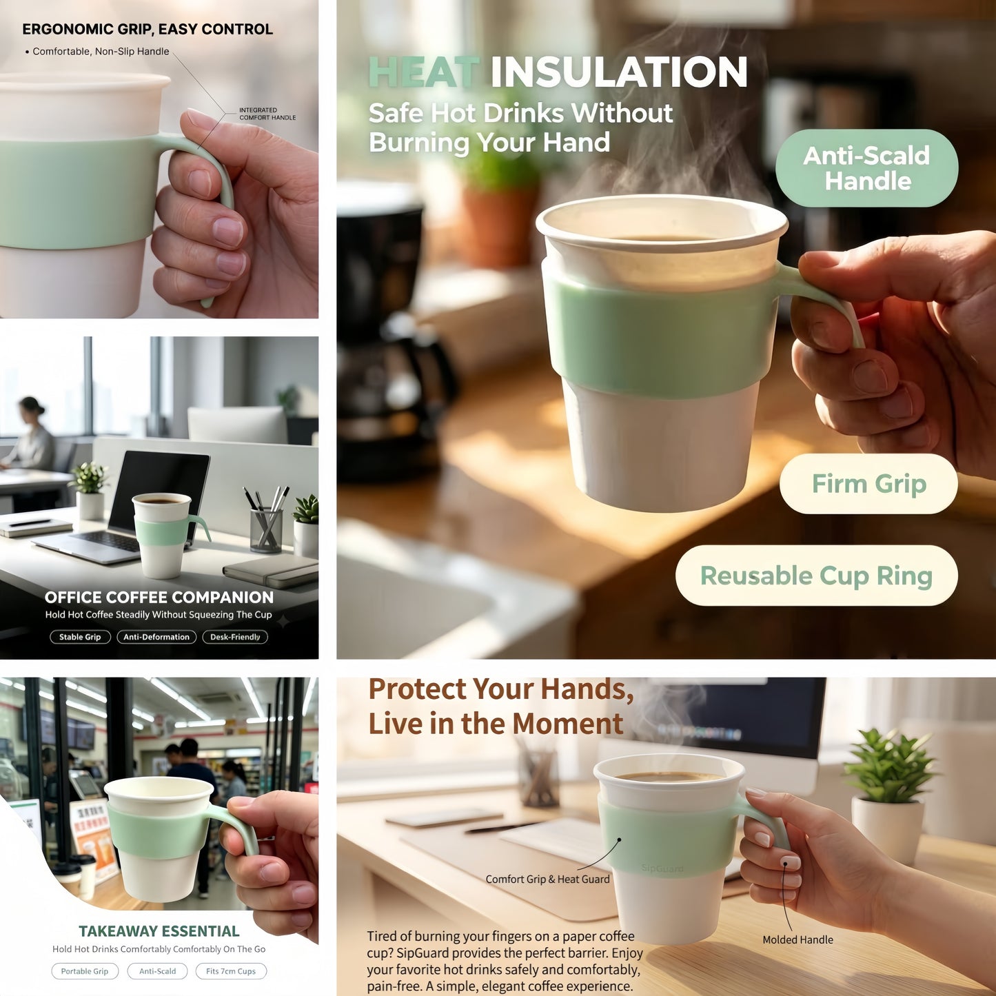 Disposable Paper Cup Anti-scald handle Portable Coffee Cup Grip Holder