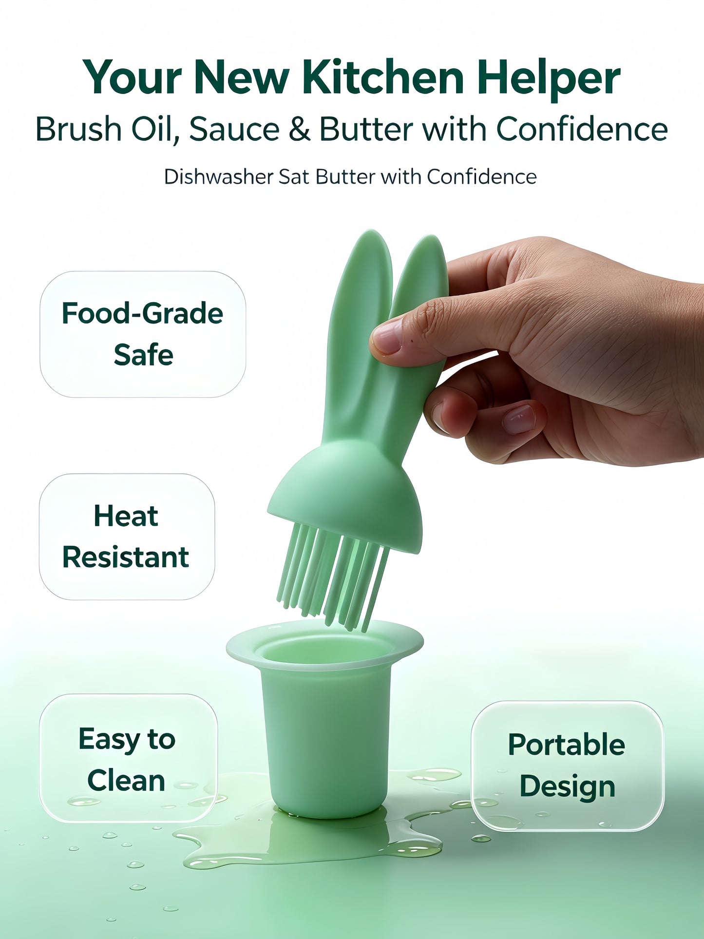 Silicone Basting Brush, Food Grade High Heat Resistant Oil Brush for BBQ Baking Cooking Kitchen Gadget