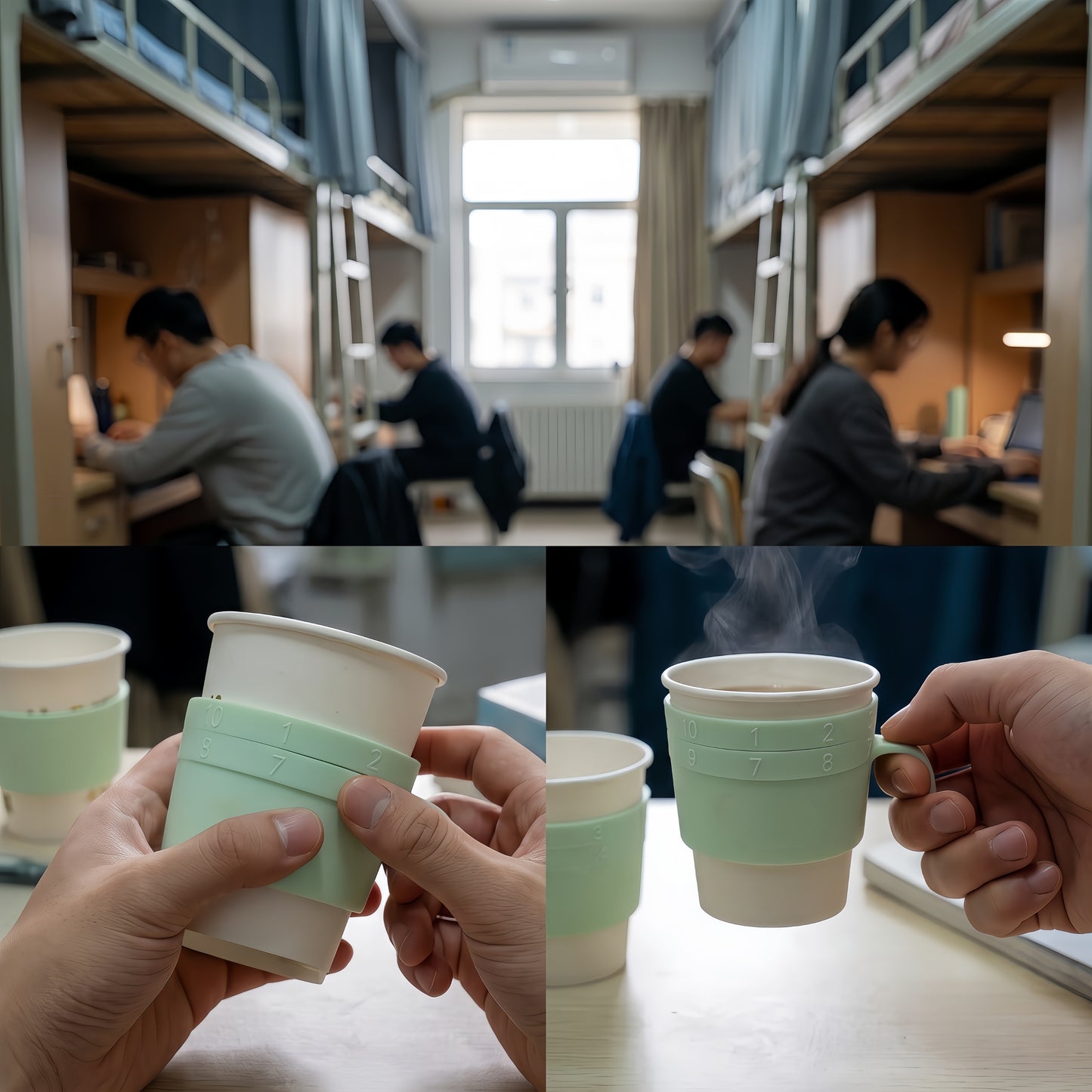 Rotatable Number Anti-Scald Cup Sleeve Handle, Heat Insulation Paper Cup Ring for Disposable Hot Drink Cups