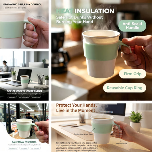 Disposable Paper Cup Anti-scald handle Portable Coffee Cup Grip Holder