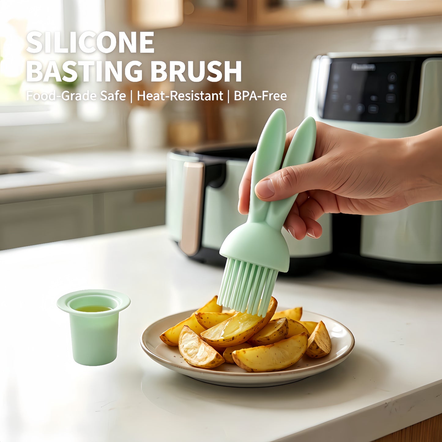 Silicone Basting Brush, Food Grade High Heat Resistant Oil Brush for BBQ Baking Cooking Kitchen Gadget