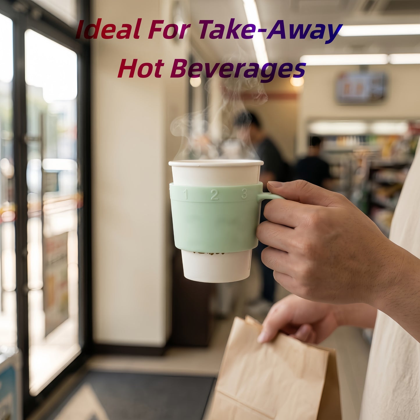 Reusable Anti‑Scald Cup Holder With Number Ring, Portable Paper Cup Grip For Office Dorm Party Hot Beverages
